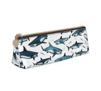 FBGHHTY Estuche triangular con estampado de tiburón con varios gestos para estudiantes, gran capacidad, para uso diario, escuela, universidad