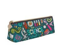 FBGHHTY Estuche triangular de gran capacidad con diseño de ciencia de dibujos animados, para estudiantes, para uso diario, escuela, universidad