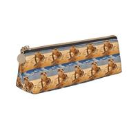 FBGHHTY Estuche triangular de gran capacidad con estampado de geco de leopardo y arena, para estudiantes, para uso diario, escuela, universidad