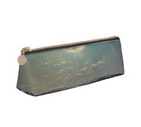 FBGHHTY Estuche triangular de gran capacidad con estampado de luna y mar para estudiantes, para uso diario, escuela, universidad