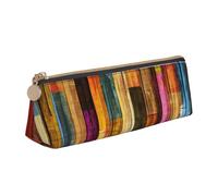 FBGHHTY Estuche triangular de gran capacidad con estampado de madera colorida para estudiantes, para uso diario, escuela, universidad