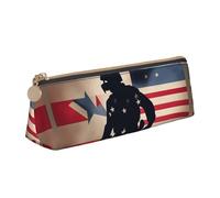 FBGHHTY Estuche triangular de gran capacidad con estampado de soldados militares estadounidenses, Día de los Caídos, para estudiantes, escuela, universidad