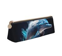 FBGHHTY Estuche único con estampado de delfines 3D para estudiantes, gran capacidad, triangular, para uso diario, escuela, universidad