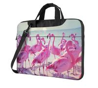 FBGHHTY Flock Of Pink Flamingos On The Beach - Bolsas funcionales para laptop, bonitas y ligeras para varios portátiles, Black, 15.6 inch