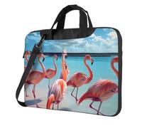 FBGHHTY Flock Of Pink Flamingos On The Beach - Bolsas funcionales para laptop, bonitas y ligeras para varios portátiles, Black, 13 inch