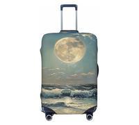FBGHHTY Funda elástica universal para maleta, diseño de luna y mar, lavable, elástica, Black, M, Equipaje de mano