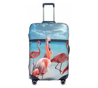 Fbghhty Funda universal para maleta de viaje, elástica, impermeable, a prueba de polvo, con estampado de flamencos rosas en la playa, White, XL, Organizador de bolsas