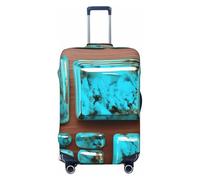Fbghhty Funda universal para maleta de viaje, elástica, lavable, con estampado turquesa brillante, color azul aguamarina, protector de equipaje, Black, L