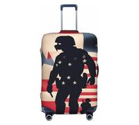 Fbghhty Funda universal para maleta, diseño de soldados militares de Estados Unidos, diseño patriótico del Día de los Caídos, para viajes, elástica, lavable, protector de equipaje, Black, XL