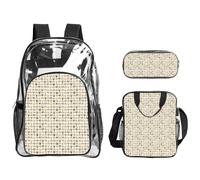 FBGHHTY I Love - Juego de mochila transparente con estampado de bulldog francés, para escuela, viajes, al aire libre, conciertos, 3 piezas