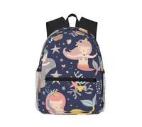 FBGHHTY Mochila informal ligera con estampado de sirena en el océano, bolsa de hombro doble para viajes, senderismo, trabajo, desplazamientos