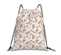 FBGHHTY Mochila ligera plegable con cordón ajustable con estampado de rosas rosas rosas y hojas, para viajes, yoga, actividades al aire libre
