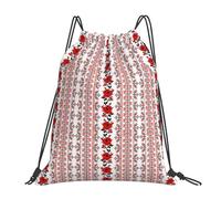 FBGHHTY Mochila ligera plegable con cordón ajustable estilo bordado ucraniano con estampado de rosas, bolsa de gimnasio, viajes, yoga, actividades al aire libre