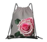 FBGHHTY Mochila ligera plegable con cordón con estampado de rosas rosas, bolsa de gimnasio, viajes, yoga, actividades al aire libre