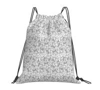 FBGHHTY Mochila ligera y plegable con cordón ajustable con estampado de rosas blancas y negras para viajes, yoga, actividades al aire libre