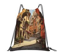 FBGHHTY Mochila ligera y plegable con cordón con estampado de calle italiana, bolsa de gimnasio, viajes, yoga, actividades al aire libre