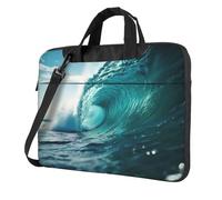 FBGHHTY Ocean Green Wave - Bolsa funcional para ordenador portátil, bonita y ligera, para varios portátiles, Black, 14 inch