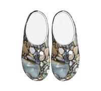 FBGHHTY Pantuflas de casa con estampado de piedra de guijarros para hombres y mujeres, versátiles y elegantes, suela TPR para interiores y exteriores