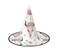 FBGHHTY Sombrero de calavera de toro tribal sobre blanco con estampado de calavera de toro tribal para adultos, disfraz de cosplay