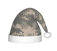 FBGHHTY Sombrero de Navidad con estampado de camuflaje digital del ejército para niños, gorro de Navidad, comunidad, Papá Noel, Halloween, fiesta divertida