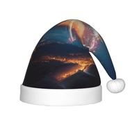 FBGHHTY Sombrero de Navidad con estampado de corazón de estrella fugaz para niños, gorro de Navidad, comunidad, Papá Noel, Halloween, fiesta divertida
