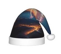 FBGHHTY Sombrero de Navidad con estampado de corazón de estrella fugaz para niños y adultos, accesorio de vacaciones para fiestas, Navidad, Año Nuevo