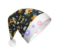 FBGHHTY Sombrero de Navidad con estampado de girasoles y manzanilla, accesorio de fiesta brillante para reuniones de vacaciones, Año Nuevo, celebraciones de Navidad