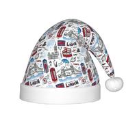 FBGHHTY Sombrero de Navidad con estampado de Londres para niños y adultos, accesorio para fiestas, Navidad, Año Nuevo
