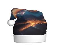 FBGHHTY Sombrero de Papá Noel con estampado de corazón de estrella fugaz para adultos, para fiestas, Año Nuevo, celebraciones, accesorio de disfraz de Navidad