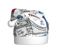 FBGHHTY Sombrero de Papá Noel con estampado de Londres para adultos, para fiestas, Año Nuevo, celebraciones, accesorio de disfraz de Navidad