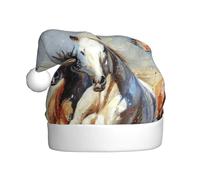 FBGHHTY Sombrero de Papá Noel para adultos con diseño de caballos corriendo para fiestas, Año Nuevo, celebraciones, accesorio de disfraz de Navidad