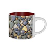 FBGHHTY Tazas de cerámica de gran capacidad con estampado de piedras de guijarros de 3.5 x 9.5 cm, taza de regalo para adultos en casa y oficina