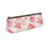 FBGHHTY Tazas de té con rosas románticas y desgastadas para estudiantes, estuche triangular de gran capacidad, para uso diario, escuela, universidad