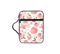 FBGHHTY Tazas de té con rosas, romántico, shabby impreso, bolsa de almacenamiento suave para la Biblia, soporte impermeable para adoración, viajes, devocional