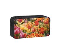 Fbghhty Tulip Garden - Estuche organizador de artículos de papelería ligero de gran capacidad para oficina o uso diario