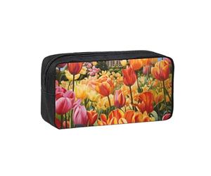 Fbghhty Tulip Garden - Estuche organizador de artículos de papelería ligero de gran capacidad para oficina o uso diario