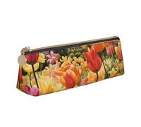 FBGHHTY Tulip Garden Print - Estuche triangular de gran capacidad para estudiantes, para uso diario, escuela, universidad