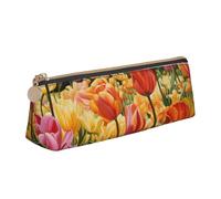FBGHHTY Tulip Garden Print - Estuche triangular de gran capacidad para estudiantes, para uso diario, escuela, universidad