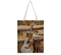 FBGUYRTI Farmland Still-Life At Golden Hour 03 Bolsa de lona reutilizable de moda para compras y alimentos bolsa de hombro para mujeres bolso casual para excursiones, 38 x 46 cm