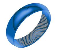 FBHDKJNFG Anillo de bodas, anillo de compromiso, anillo de c Anillo de bodas de titanio con grabado de huellas dactilares for hombre y mujer, color azul, 3 mm, 4 mm y 6 mm, varios tamaños.(4MM,N1/2)