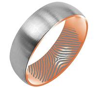 FBHDKJNFG Anillo de bodas de titanio con grabado de huellas dactilares, acabado cepillado mate, oro rosa y plata, ancho de 3 mm, 5 mm y 7 mm, varios tamaños.(5MM,X1/2)
