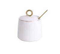 FBHDKJNFG Keramik-Soßenschälchen Ceramic Seasoning Jar Sugar Bowl Spice Box with Lid 3.95x3.35 Inches White, Pink(White)