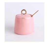 FBHDKJNFG Keramik-Soßenschälchen Ceramic Seasoning Jar Sugar Bowl Spice Box with Lid 3.95x3.35 Inches White, Pink(Roze)