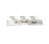 FBHDKJNFG Keramik-Soßenschälchen Three Compartment White Porcelain Sauce Dish Condiment Bowl Snack Plate