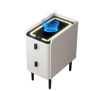 FBHDKJNFG mesas de Noche, Muebles de cabecera, for Bedroom Stylish End Side Table with Lights Premium Nightstand(White)