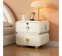 FBHDKJNFG mesas de Noche, Muebles de cabecera, for Bedroom Stylish End Side Table with Lights Premium Nightstand(White,45x40x48cm)