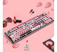 FBHDKJNFG Teclado mecánico inalámbrico, Teclado inalámbrico Llave Redonda Punk Retro Ordenador portátil de Escritorio Eje Verde Juego Lindo