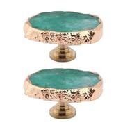 FBHFSUIEF 2 tiradores y pomos for cajones de muebles, for cristal natural, latón, con un solo orificio(Green)