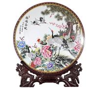 FBHFSUIEF Platos Decorativos de cerámica China, Platos Colgantes, Placa Colgante Decorativa Porcelana Jingdezhen 25 cm con Forma grúa Ming Spring Xiao