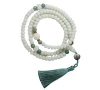 FBHFSUIEF Pulsera de Cuentas budistas oración, Pulsera, Bodhi 108 Blancas Naturales(Jade)